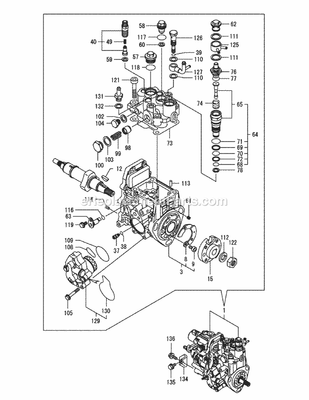 Yanmar 3tnv82a-Bdcb Fuel Injection Pump Diagram and Parts List for S6032-D 53AY8DU6050 Cub Cadet Sprayer